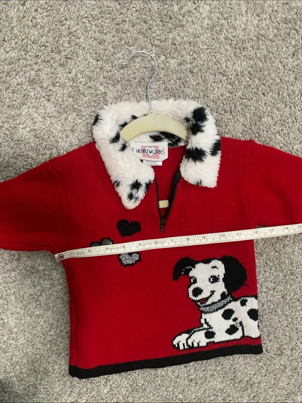 Vintage Heartworks Kids Red Dalmatian Collared Sweater
